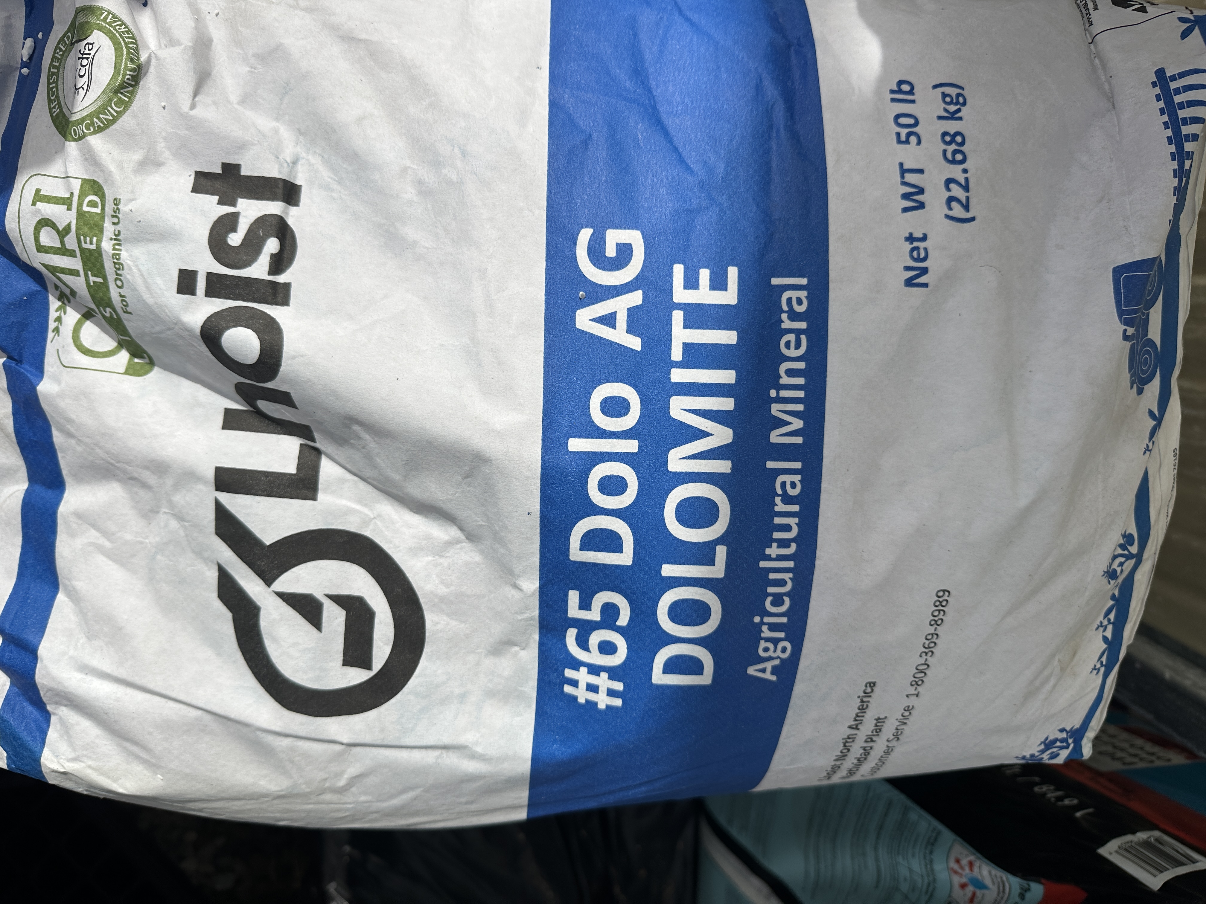 A bag of dolomite lime