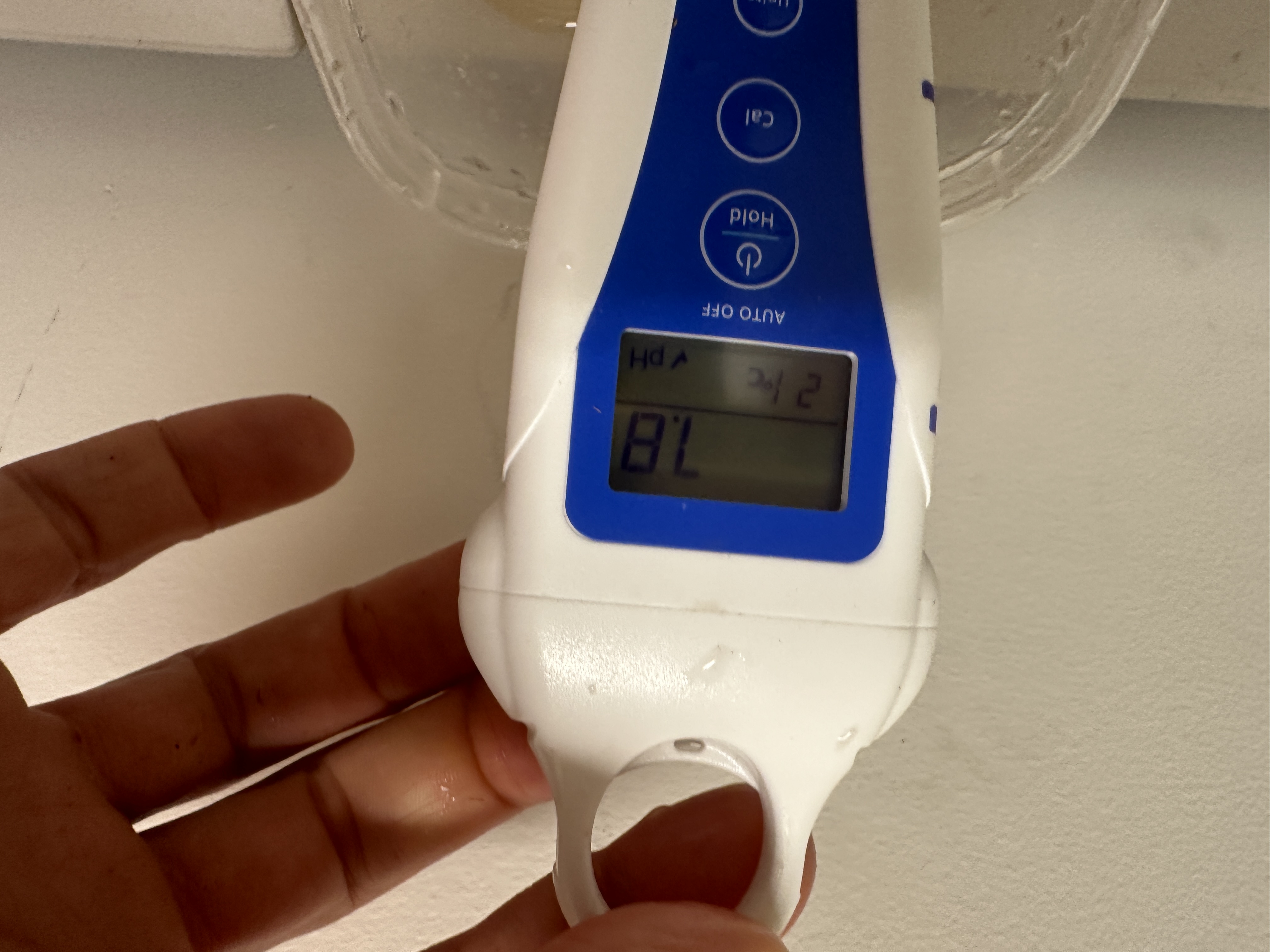 a Ph meter reading 7.8