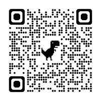 A QR code with a dinosaur icon in the center