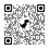 A QR code with a dinosaur icon in the center