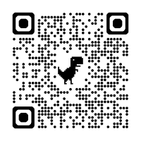 A QR code with a dinosaur icon in the center
