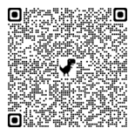 A QR code with a dinosaur icon in the center